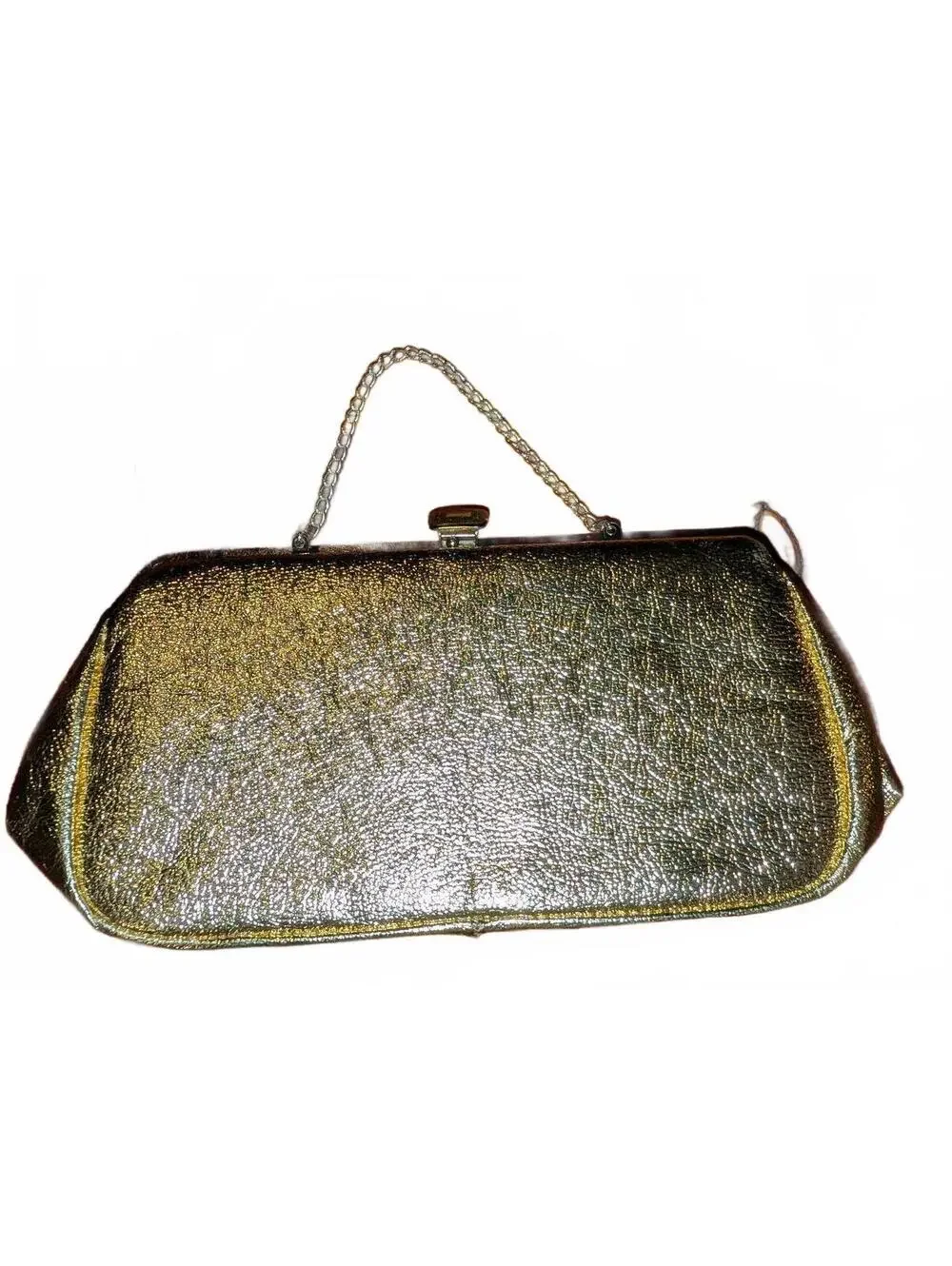Vintage Gold Tone Clutch Purse with Chain Handle